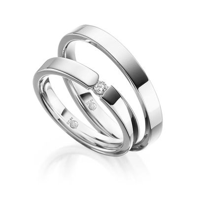 Trauringe / Eheringe Weißgold 585 / 0,05 ct. / tw,si