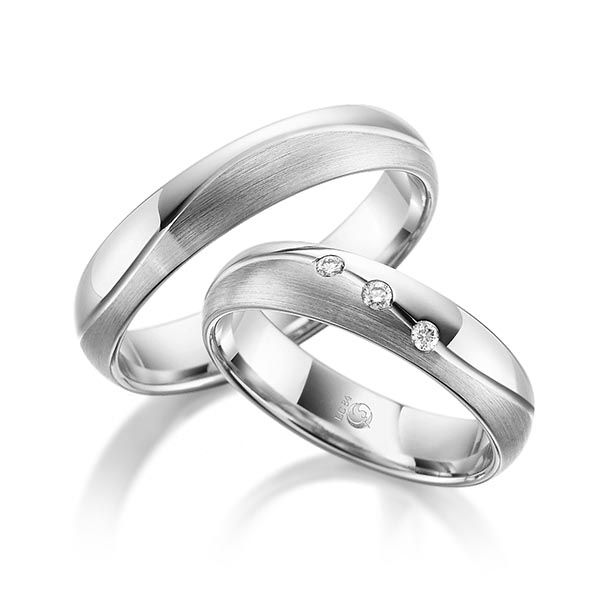 Paar Trauringe / Eheringe / Platin 600 / 0,06 ct.
