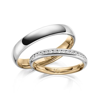 Trauringe / Eheringe Innen Roségold 750 außen Platin 950 0,285 ct. / tw,si