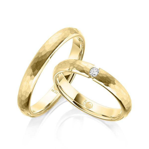 Paar Trauringe / Eheringe / Gelbgold 585 / 0,05 ct.