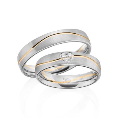 Trauringe / Eheringe Graugold 585 und Roségold 585 0,075 ct. / tw,si