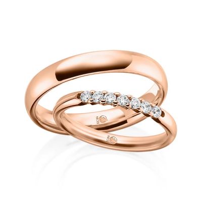 Trauringe / Eheringe Rotgold 585 / 0,21 ct. / tw,si