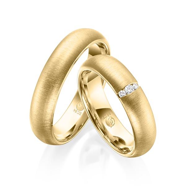 Paar Trauringe / Eheringe / Gelbgold 585 / 0,05 ct.