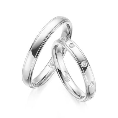 Trauringe / Eheringe Platin 600 / 0,125 ct. / tw,si
