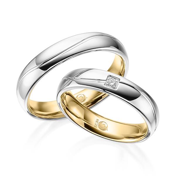 außen Platin 950/- , innen Gelbgold 916/- 0,030 ct.
