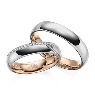 Trauringe / Eheringe Innen Rotgold 585 außen Graugold 585 0,135 ct. / tw,si