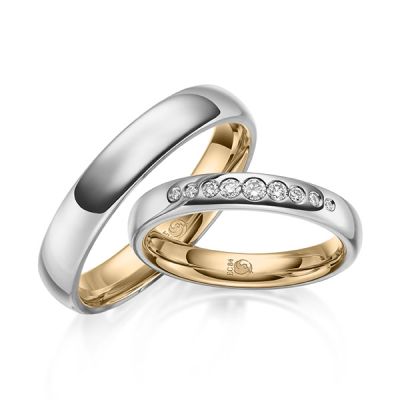 Trauringe / Eheringe Innen Roségold 750 außen Platin 950 0,142 ct. / tw,si