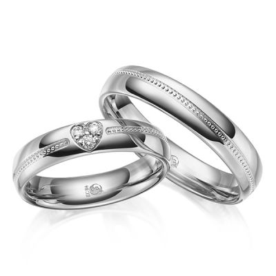 Trauringe / Eheringe Weißgold 585 / 0,075 ct. / tw,si