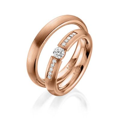 Trauringe / Eheringe Rotgold 585 / 0,30 ct. / tw,si