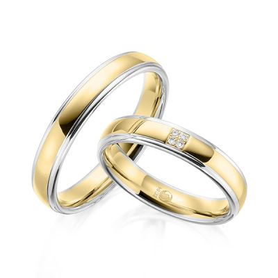 Trauringe / Eheringe Platin 600 und Gelbgold 585 0,02 ct. / tw,si