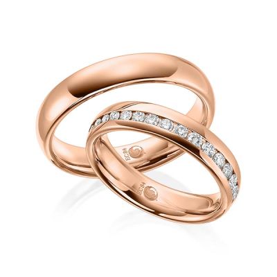 Trauringe / Eheringe Rotgold 585 / 0,80 ct. / tw,si