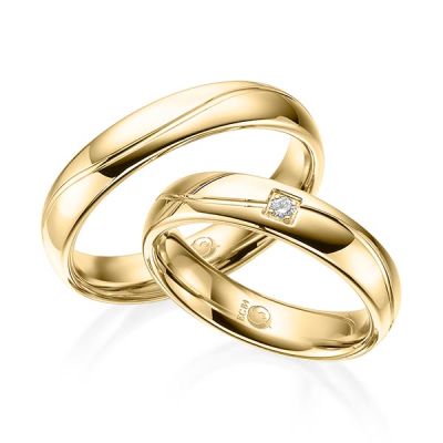 Trauringe / Eheringe Gelbgold 585 / 0,03 ct. / tw,si