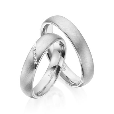 Trauringe / Eheringe Weißgold 585 / 0,04 ct. / tw,si